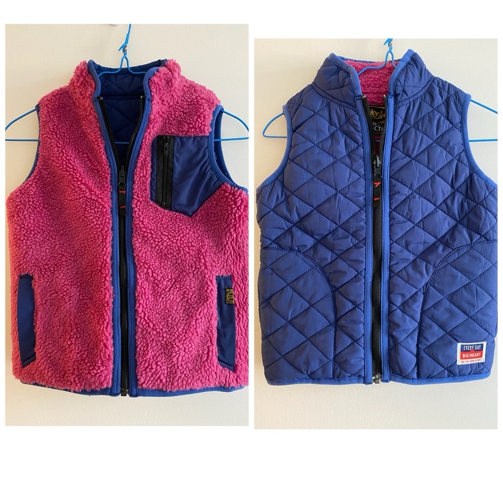 Kids Pink Fleece and Blue Quilted Vest